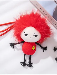Süßer roter flauschiger Plüschpuppe Schlüsselanhänger, weicher Taschen Anhänger und Spielzeug.