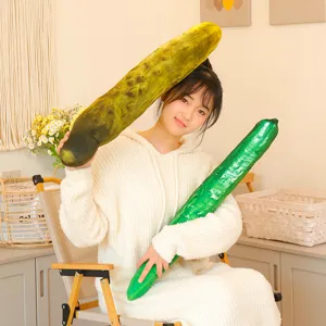 Giant cartoon cucumber plush toy soft stuffed doll funny vegetable pillow for kids and home decor.