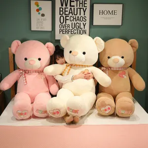 Giant giant cute teddy bear plush toy soft stuffed doll with lovely ribbon bow for kids gift.