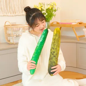 Giant cucumber plush toy funny vegetable pillow soft doll cute green pickle toy for kids