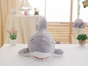 Cute grey shark plush toy skin semi-finished soft doll cute stuffed animal pillow gift for kids