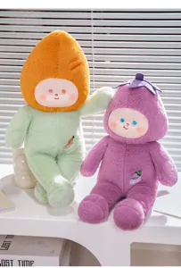 Cute vegetable plush doll set carrot and eggplant stuffed toys soft pillow gift details