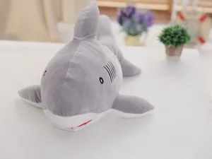 Grey plush shark stuffed toy cute cartoon doll soft animal pillow cushion kids gift