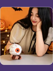 Halloween globe oculaire peluche pendentif, mignon effrayant poupée porte-clés sac charme.