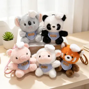 Süße Tier Plüschtier Schlüsselanhänger Set, weiche Koala Panda Schwein Schaf Puppe Tasche.