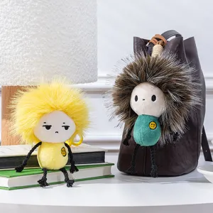 Niedlicher Plüschpuppen-Anhänger mit Puschelhaar, weicher Schlüsselanhänger Rucksack-Dekor.