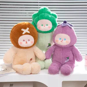 Cute vegetable plush toy set, soft mushroom eggplant doll sleeping pillow, cute gift for kids.