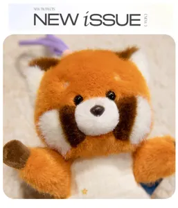 Cute plush red panda toy keychain fluffy animal doll bag pendant charming gift accessory
