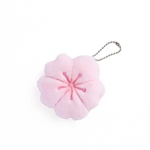 Llavero de peluche flor de cerezo rosa lindo muñeca colgante bolso suave juguete llavero