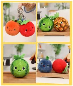 Süßer Plüsch Frucht Schlüsselanhänger Set, weiche Cartoon Puppe Tasche Anhänger für Kinder.