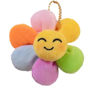 Kleurrijke zonnebloem pluche sleutelhanger, schattige cartoon bloem tas bedel voor meisjes.
