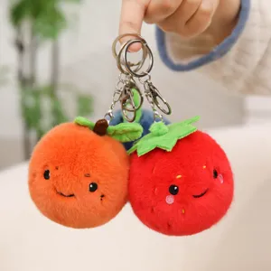 Süßer Plüsch Frucht Schlüsselanhänger Erdbeere und Orange Plüschtier Anhänger für Taschen.