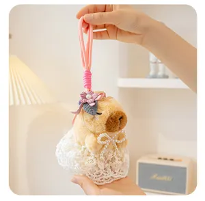 Simpatico ciondolo in peluche di capibara, portachiavi morbido per decorare borsa.