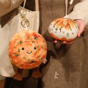 Creatieve Lente-ui Pannenkoek Gebakken Broodje Pluche Speelgoed Sleutelhanger Schattige Voedsel Gevulde Pop Tas Hanger