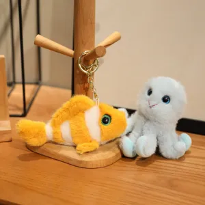 Cute marine animal plush keychain, soft clownfish and octopus pendant for cute bags and keys.