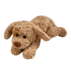 Soft brown plush puppy dog toy, cute floppy stuffed animal for kids soothing and hugging gift.