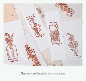 Vintage floral foil stamped bookmark paper decorative stationery elegant botanical art craft style
