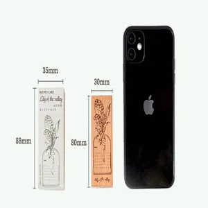 Floral beech wood stamp set for journaling and crafting, vintage botanical design with box.