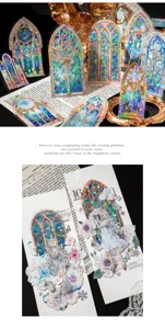 Momemo Moonlight Sonata series ice crystal 3D laser gold sticker pack journaling DIY decorative 6pcs