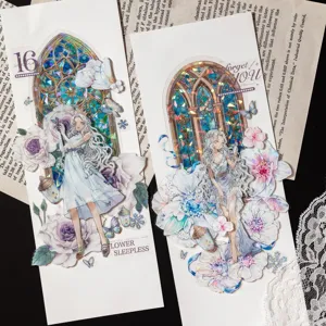Moonlight Sonata series laser gold crystal stickers pack, vintage journal DIY decorative collage.
