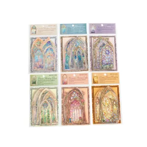 Moonlight Sonata Series crystal laser gold sticker pack, 6 styles DIY decorative stickers.