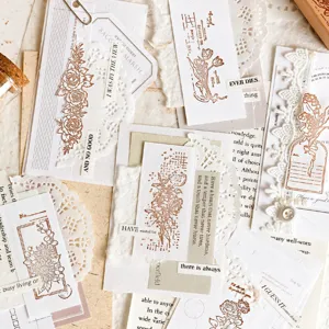 Retro floral botanical wooden stamps and journaling stickers set for scrapbooking diy crafts.