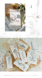 Vintage botanical stamp stickers journal collage paper decorative material stationery set