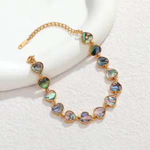 Gold-plated heart abalone shell bracelet elegant women jewelry chic wrist chain accessory