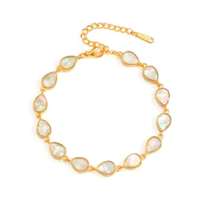 18k gold plated stainless steel teardrop shell bracelet chic dainty jewelry for women