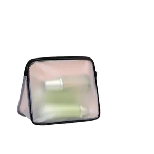 Mat PVC waterdichte cosmetische tas reizen toiletartikelen organizer met zwarte rits grote capaciteit.