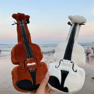 Jouet en Peluche de Violon de Simulation Créatif Poupée d'Instrument de Musique Rembourrée Oreiller Doux Mignon Cadeau