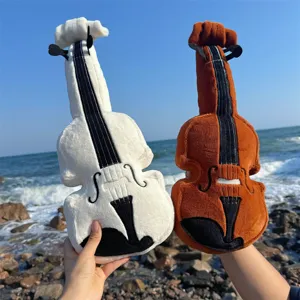 Coussin violon en peluche jouet instrument de musique cadeau creatif doux pour passionnes