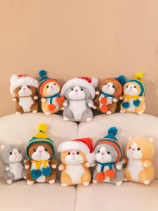 Cute Hamster Plush Toys Stuffed Animal Dolls Winter Hats Soft Toys for Kids Gifts.