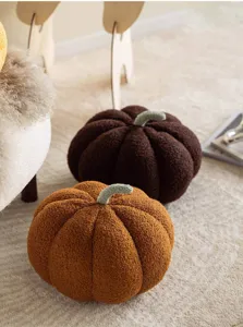 Bonito cojín de felpa con forma de calabaza, cojín decorativo estilo nórdico suave para sofá y cama.