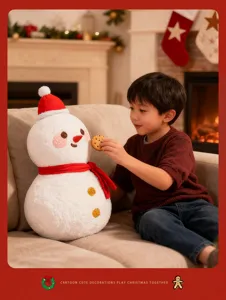 Mignon bonhomme de neige peluche oreiller jouet poupée douce décoration de fête cadeau enfant