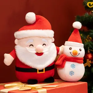 Weihnachten Santa und Schneemann Plüschtier Set, weiche Stoffpuppe für Festtagsdeko.