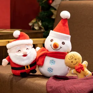 Weihnachts Plüschtier Set mit Weihnachtsmann, Schneemann und Lebkuchenmann für Feiertag Dekor.