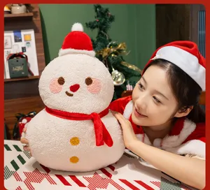 Oreiller en peluche bonhomme de neige de Noël jouet doux décoration de fête cadeau
