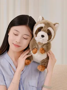 Cute simulation raccoon plush toy soft stuffed animal doll for kids gift home decor cute plushies