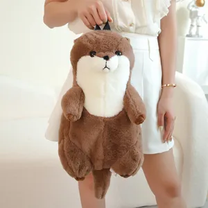 Zaino in peluche di lontra di marina, tessuto morbido e carino per bambini e uso quotidiano.