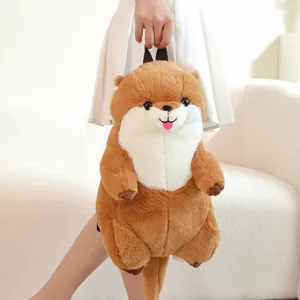 Zaino di peluche carino con lontra marina morbido animale imbottito regalo ideale per bambini.