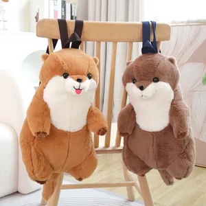 Simpatico zaino in peluche lontra di mare morbido animale imbottito borsa scuola regalo