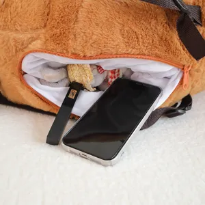 Carino zaino in peluche marrone lontra di mare borsa scolastica soffice per tutti i giorni