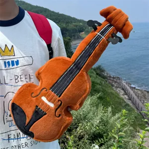Coussin violon en peluche jouet creatif instrument de musique doux joli cadeau de fete