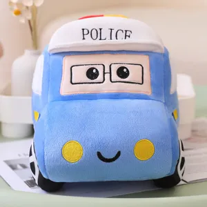 Cute blue police car plush toy soft stuffed animal children doll toy gift for kids