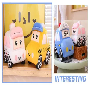 Cute cartoon plush car toys, soft stuffed vehicle dolls for kids gifts and daily play.