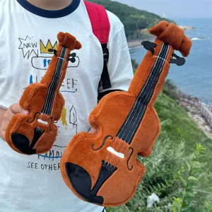 Oreiller violon simulation peluche instrument de musique créatif poupée cadeau mélomanes.