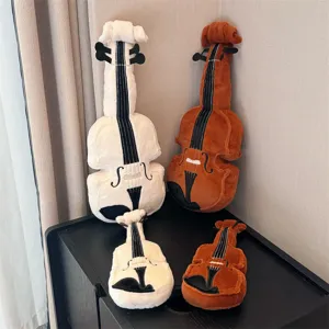 Coussin violon peluche jouet instrument musique creatif douce poupee decor maison cadeau