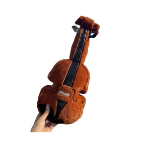 Joli coussin violon en peluche poupée instrument de musique cadeau créatif pour mélomane