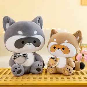 Cute love raccoon plush toy couple doll soft children's gift fluffy stuffed animal decor